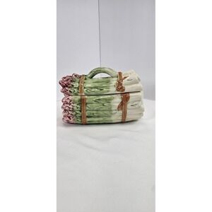 Vintage Olfaire Portugal Asparagus Tureen Dish Lid Ceramic Farmhouse Decor